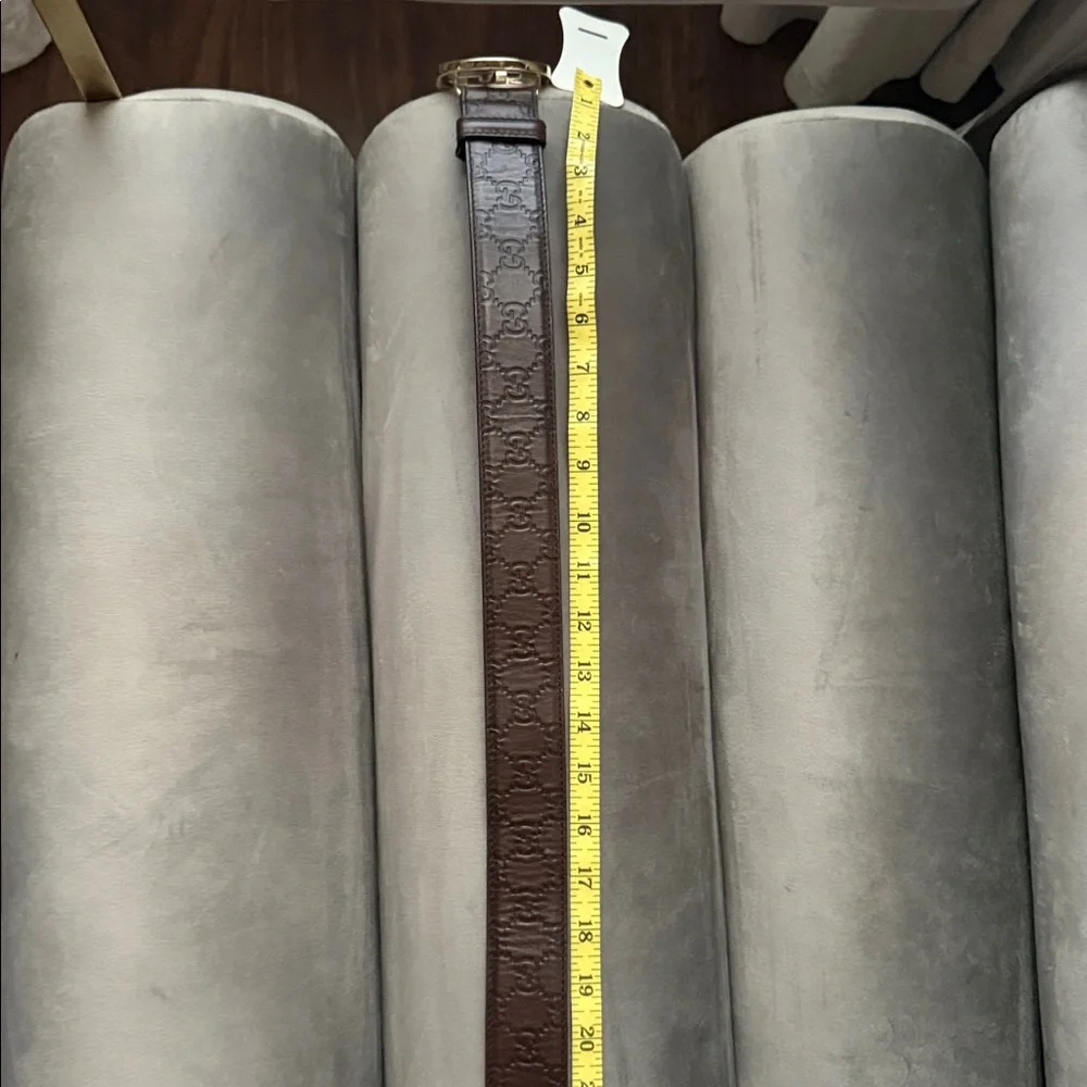 Gucci Dark Brown Belt with Gold Emblem - Picture 6 of 6